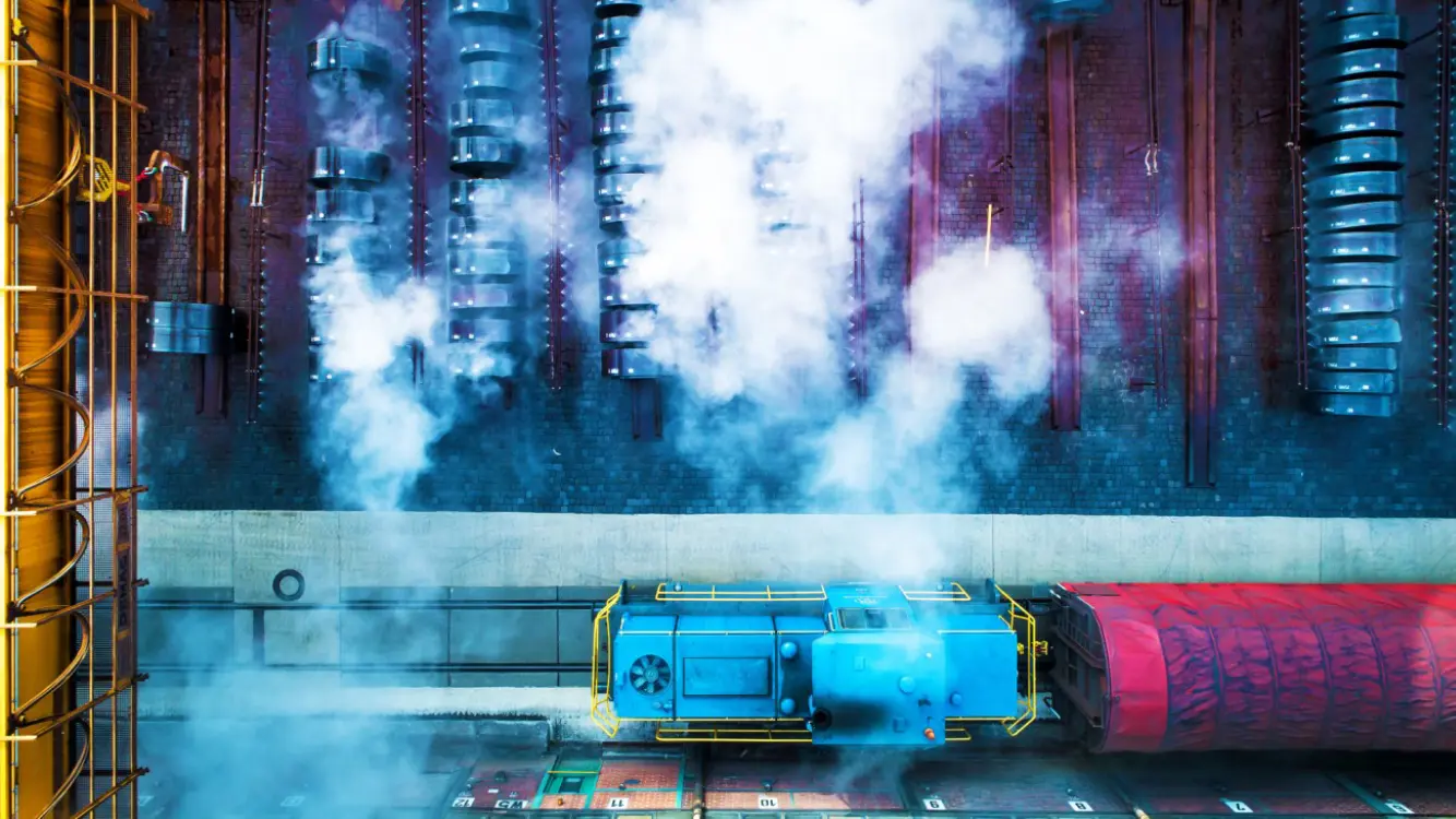 Drohnen-Bild des Kühlungsaggregats aus dem Mittelbandwerk bei thyssenkrupp Precision Steel 